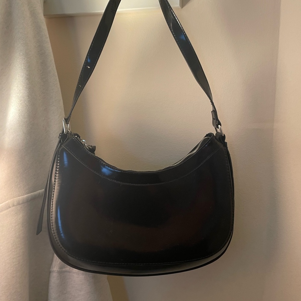 Black Patent Leather Shoulder Bag